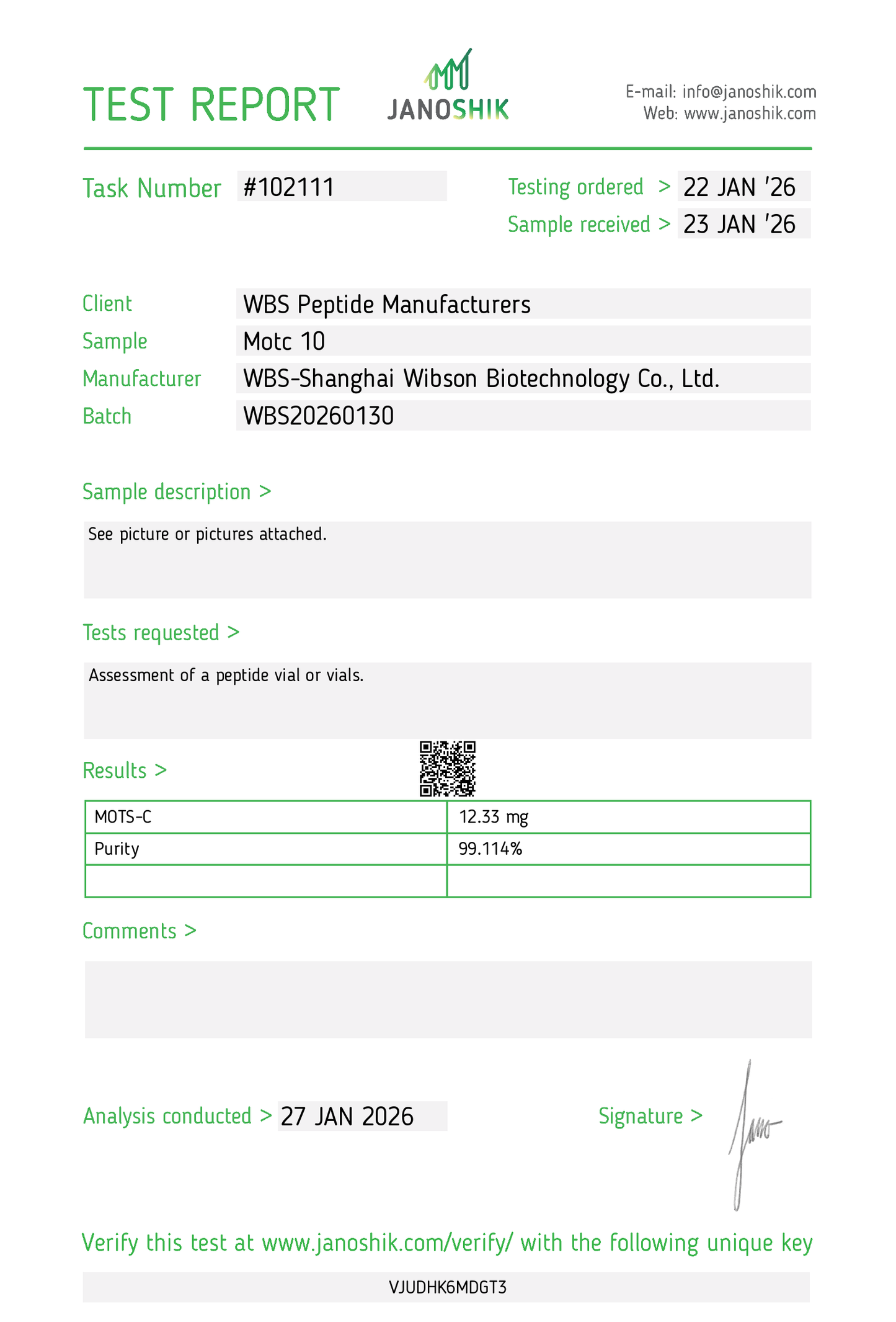 MOTS-c 10mg (10 Vials)